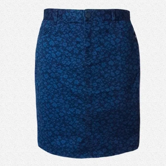 SPORTSCRAFT Flower Print Cotton Blue Skirt. Casual, Street Wear NWOT - Picture 3 of 8